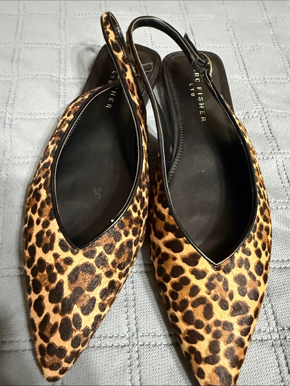 Marc Fisher Leopard-Print Pointed Slingback Flats - Black & Brown